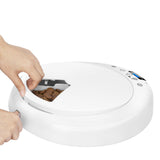 Automatic Digital Wet and Dry Food Pet Feeder Showing only One Tray Open At Slightly Different Angle
