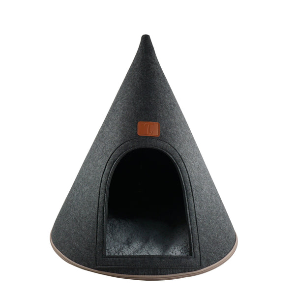 Modern Felt Pet Bed or House for Dogs or Cats Medium Size Dark Grey